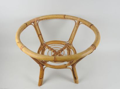 Table basse circulaire en bambou à plateau...