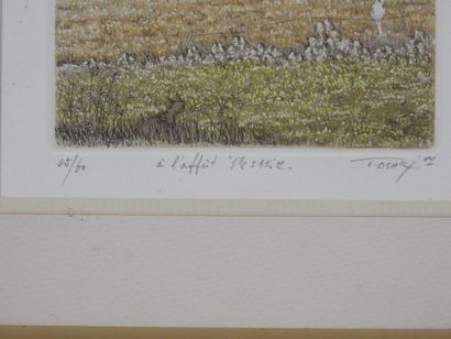 École XXe.
A l'affut.
Lithographie signée...