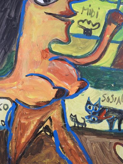 JABER (1938-2021).
Africa Nisse Europ1 2000.
Huile...