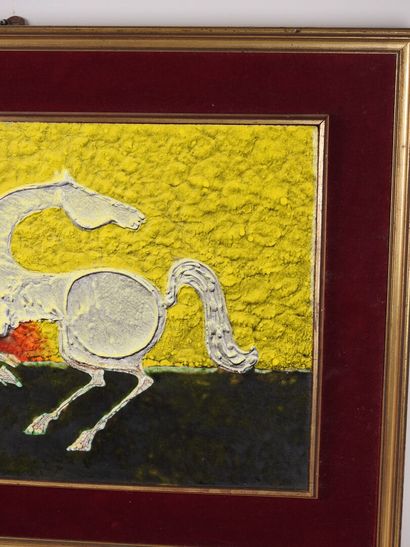 École du XXe.
Le cheval.
Plaque de céramique...