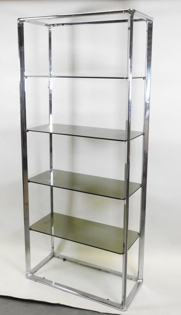 Étagère rectangulaire en métal chromé à quatre...