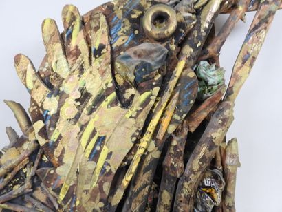 Alex BURKE (1944).
Composition en bois polychrome.
Signée...