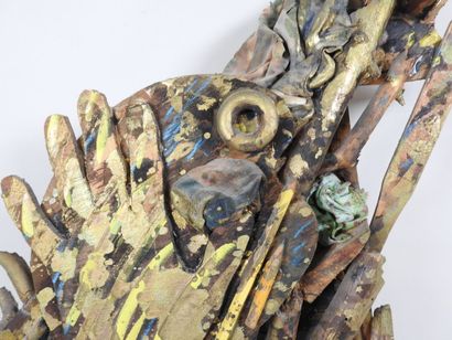 Alex BURKE (1944).
Composition en bois polychrome.
Signée...