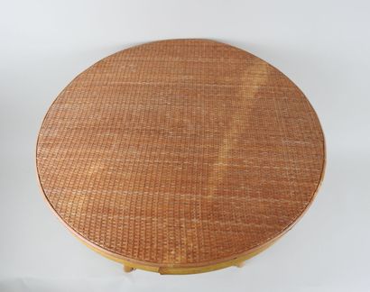 Table basse circulaire en bambou à plateau...