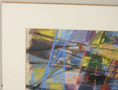 École XXe.
Composition abstraite aux lignes.
Pastel...