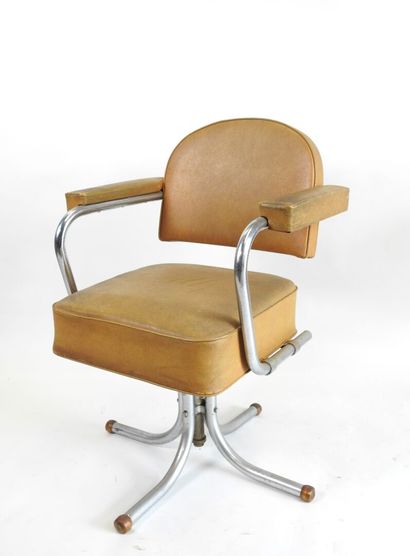Fauteuil de bureau pivotant en métal courbé...