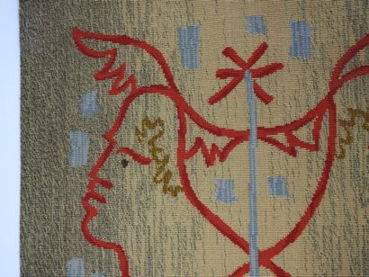 Jean COCTEAU (1889 - 1963), d'après.
Le Caducée.
Tapisserie...