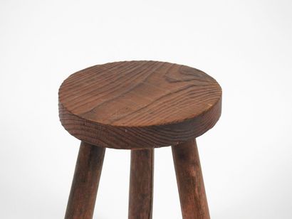 Tabouret tripode de vacher en bois naturel,...