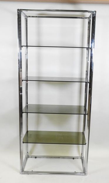 Étagère rectangulaire en métal chromé à quatre...