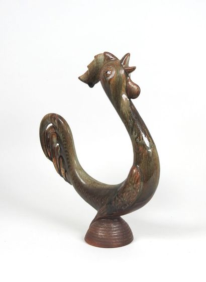 André BODIN (XXe). 
Sculpture de coq en céramique...