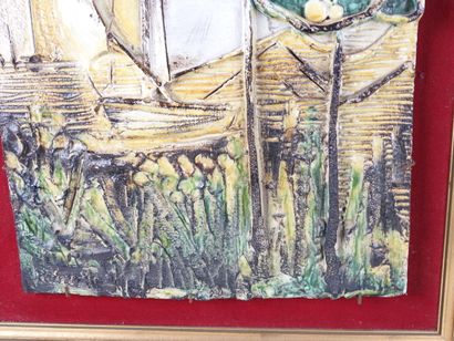 PEDRELLI, XXe.
Le voilier.
Bas-relief composé...