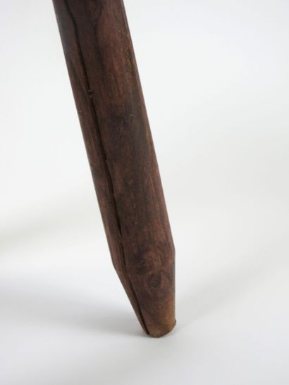 Tabouret tripode de vacher en bois naturel,...