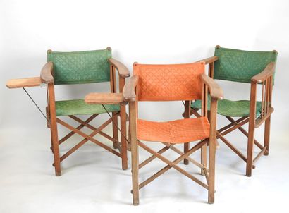 CLAIRITEX, XXe.
Trois chaises pliantes en...