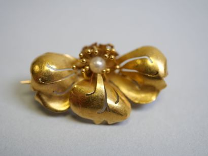 2 gold diamond and pearl brooches*.
C 5.91...