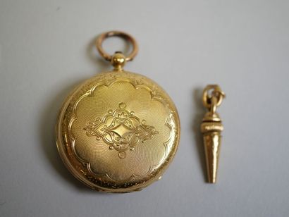 18K yellow gold collar watch, mechanical...