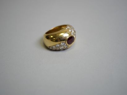 Red oval stone** gold and diamond ring TDD...