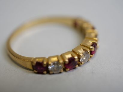 Gold wedding band set with diamonds and rubies*...