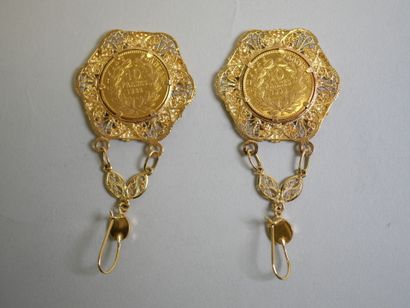 Pair of gold earrings 2 pieces of 10 frs...