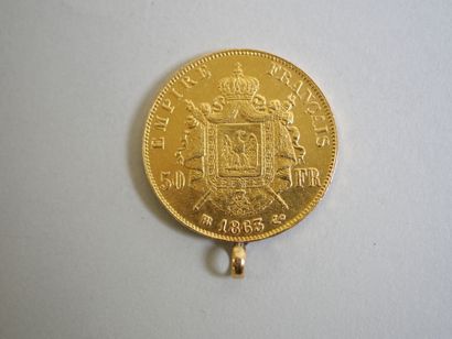 Gold coin 50 frs 1863 BB mounted in pendant.
16,20...