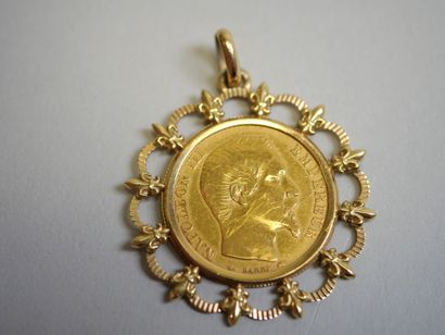 Gold pendant coin 20 frs 1855 A.
AC 10.26...