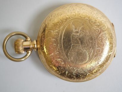 Savonnette pocket watch in 18K yellow gold,...