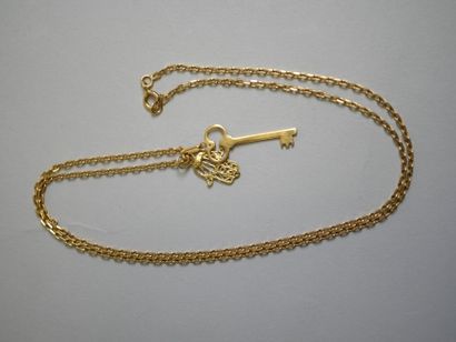 Gold lot: 
Forçat chain 44 cm, 2 pendants...