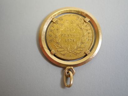 Gold pendant coin 20 frs 1854 A.
C 9,41 ...