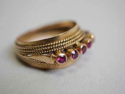 Gold ring with red stones** TDD 53.
AC 3.03...