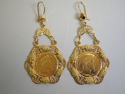 Pair of gold earrings 2 pieces of 10 frs...