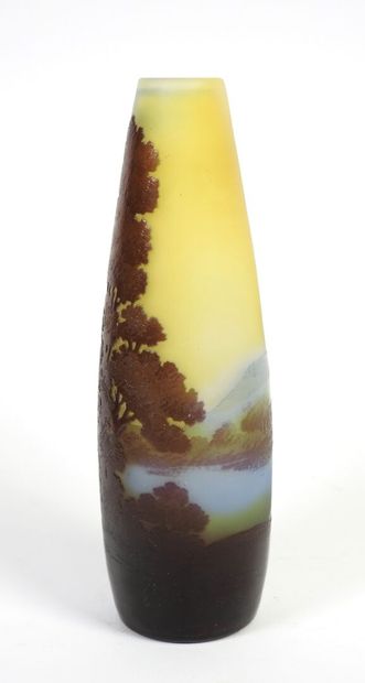 Émile GALLÉ (1846-1904).
Vase soliflore piriforme...