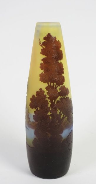 Émile GALLÉ (1846-1904).
Vase soliflore piriforme...