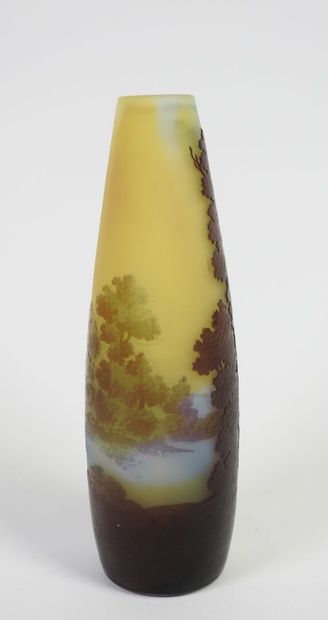 Émile GALLÉ (1846-1904).
Vase soliflore piriforme...