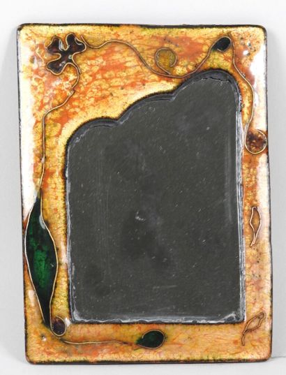 Petit miroir rectangulaire en cuivre émaillé...