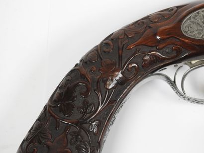 Grand pistolet à percussion, double canons...