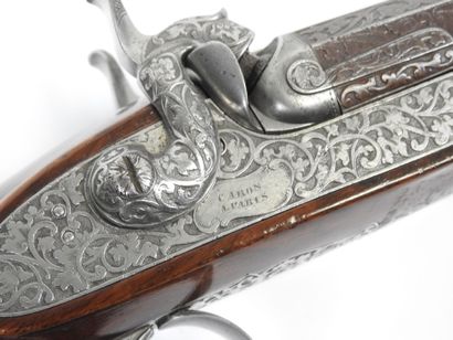 Grand pistolet à percussion, double canons...