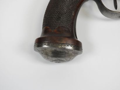 Pistolet à silex, canon à pans avec inscription...