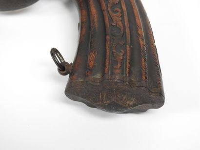 Pistolet à percussion, double canons superposés,...