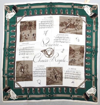 Foulard en soie à décor de fanfare Vénerie...
