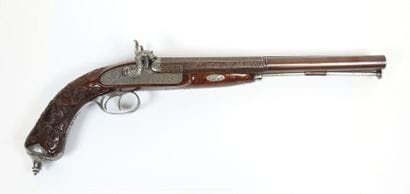 Grand pistolet à percussion, double canons...