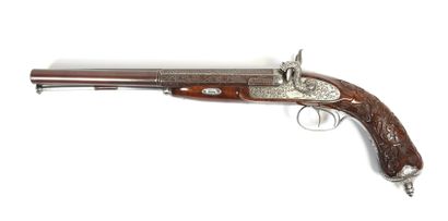 Grand pistolet à percussion, double canons...