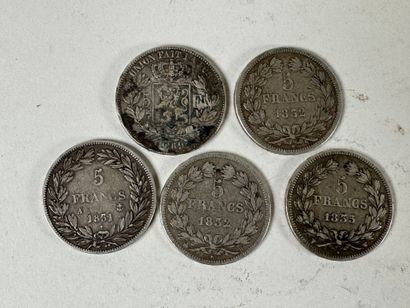 Ensemble de 4 pièces de 5 francs en argent...
