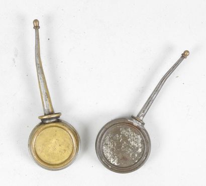 Set of 2 antique tin and brass mini oil ...