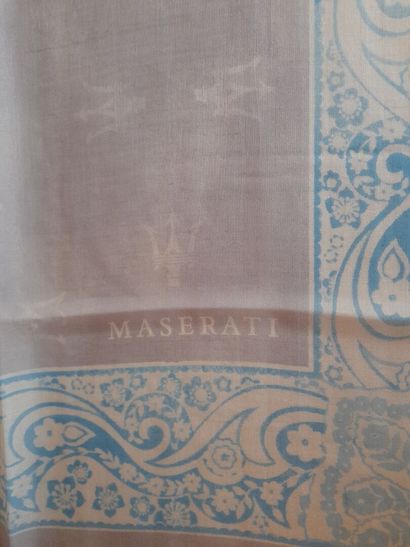 MASERATI.
Cotton and silk fringed scarf decorated...