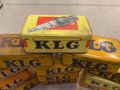 Set of 12 KLG metal candle boxes.
As is.