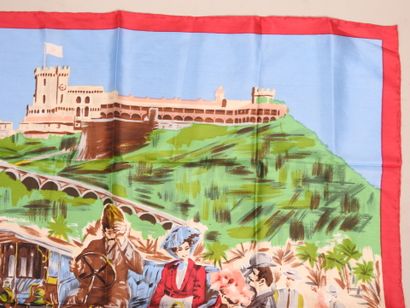 Silk scarf decorated with an automobile 