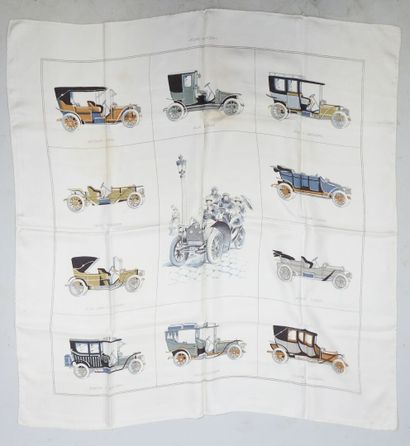 Cream silk scarf decorated with 