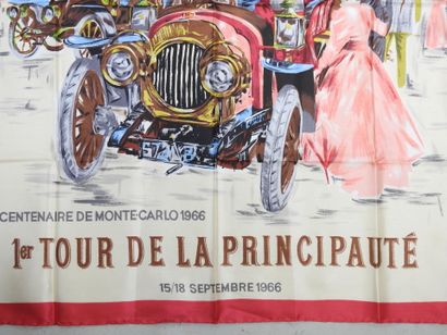 Silk scarf decorated with an automobile 