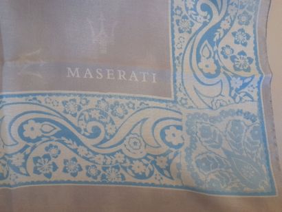 MASERATI.
Cotton and silk fringed scarf decorated...