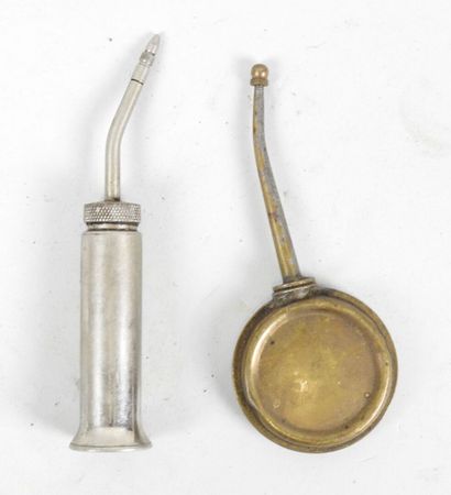 Set of 2 antique brass and nickel-plated...