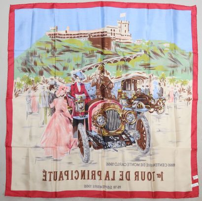 Silk scarf decorated with an automobile 